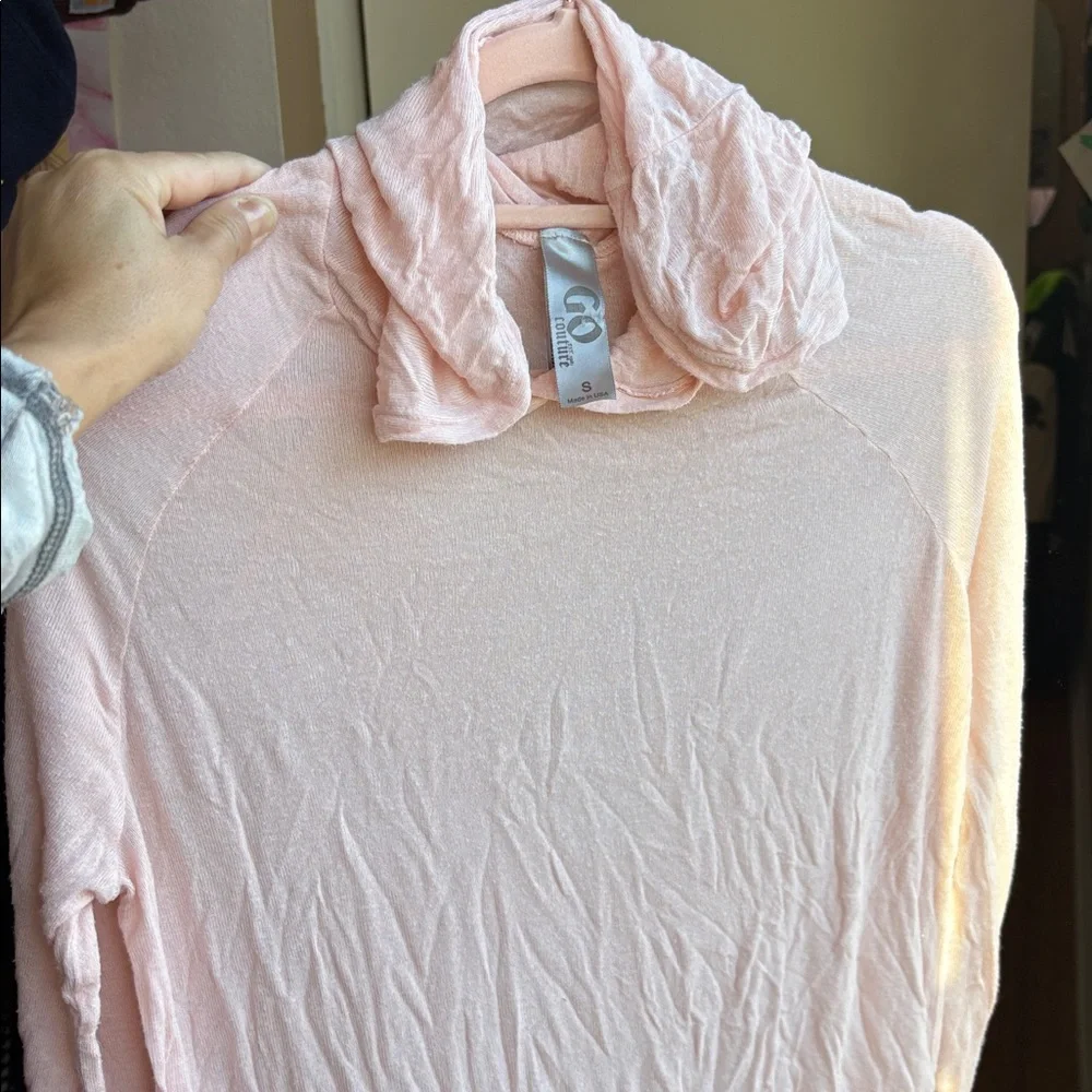 Pale Pink Lightweight Tissue Hooded Tee - S - Picture 5 of 10